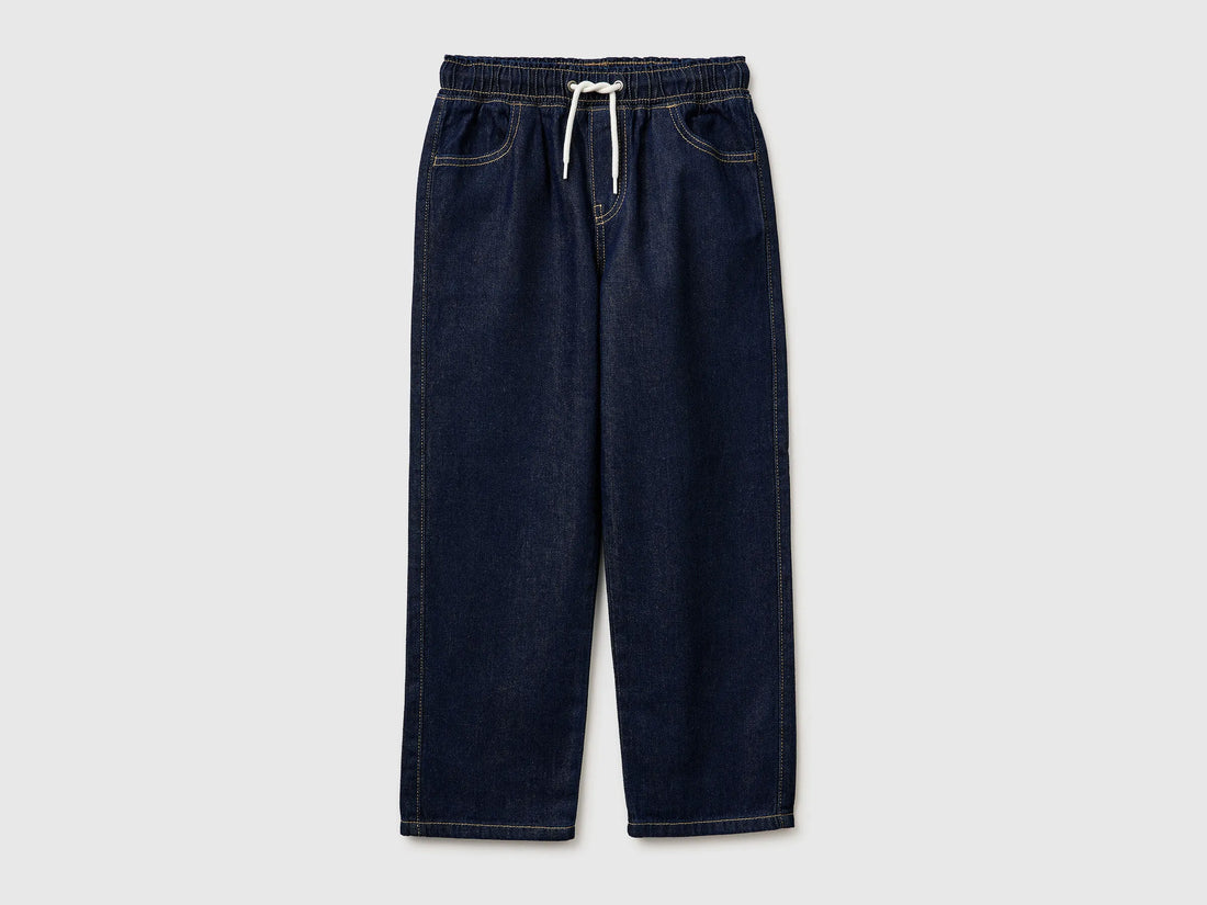 Benetton Dark Blue Boys Jogger-Style Jeans SKU: 4KEHCF05K_901 Image 01