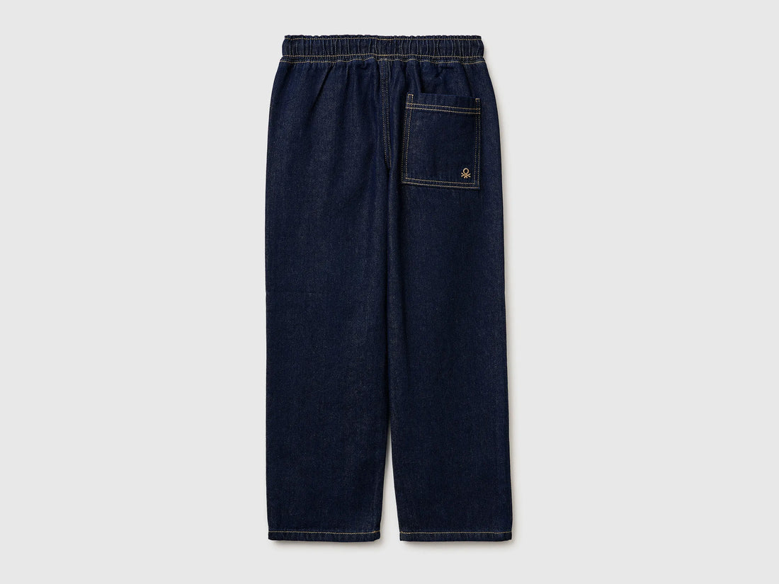 Benetton Dark Blue Boys Jogger-Style Jeans SKU: 4KEHCF05K_901 Image 02