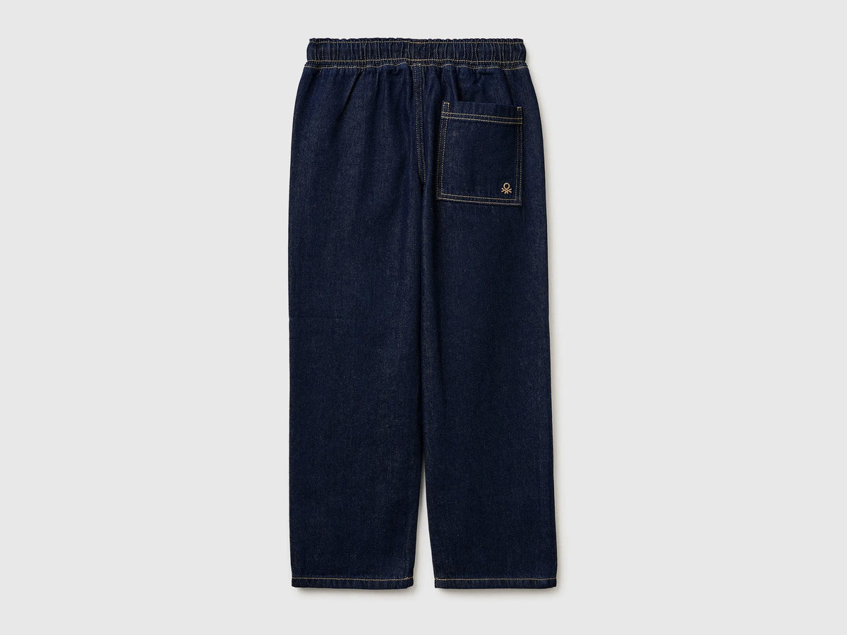 Benetton Dark Blue Boys Jogger-Style Jeans SKU: 4KEHCF05K_901 Image 02