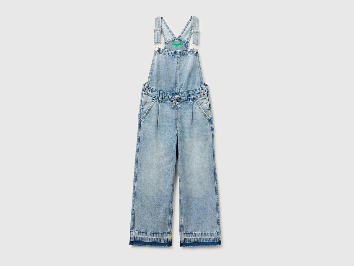 Benetton Light Blue Girls Denim Overalls SKU: 4KEHCT01A_902 Image 01