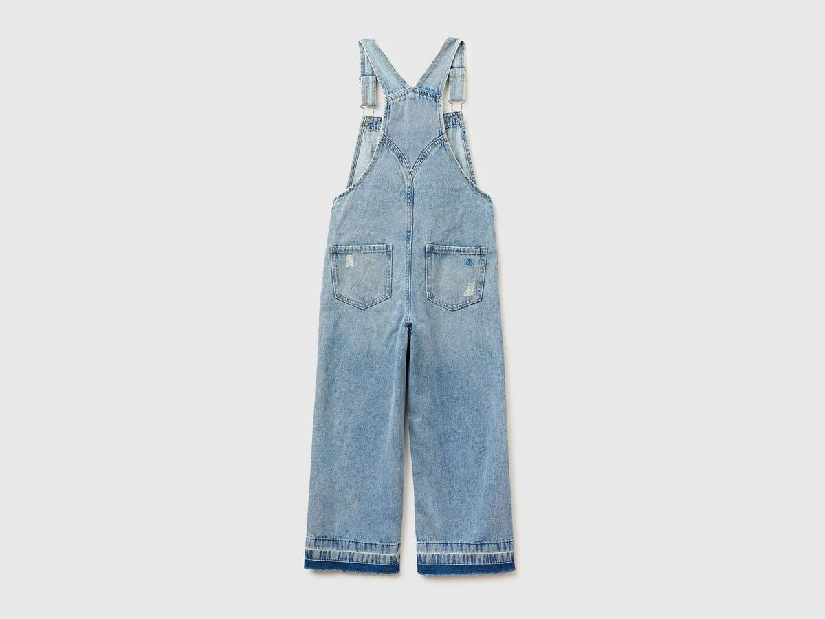 Benetton Light Blue Girls Denim Overalls SKU: 4KEHCT01A_902 Image 02