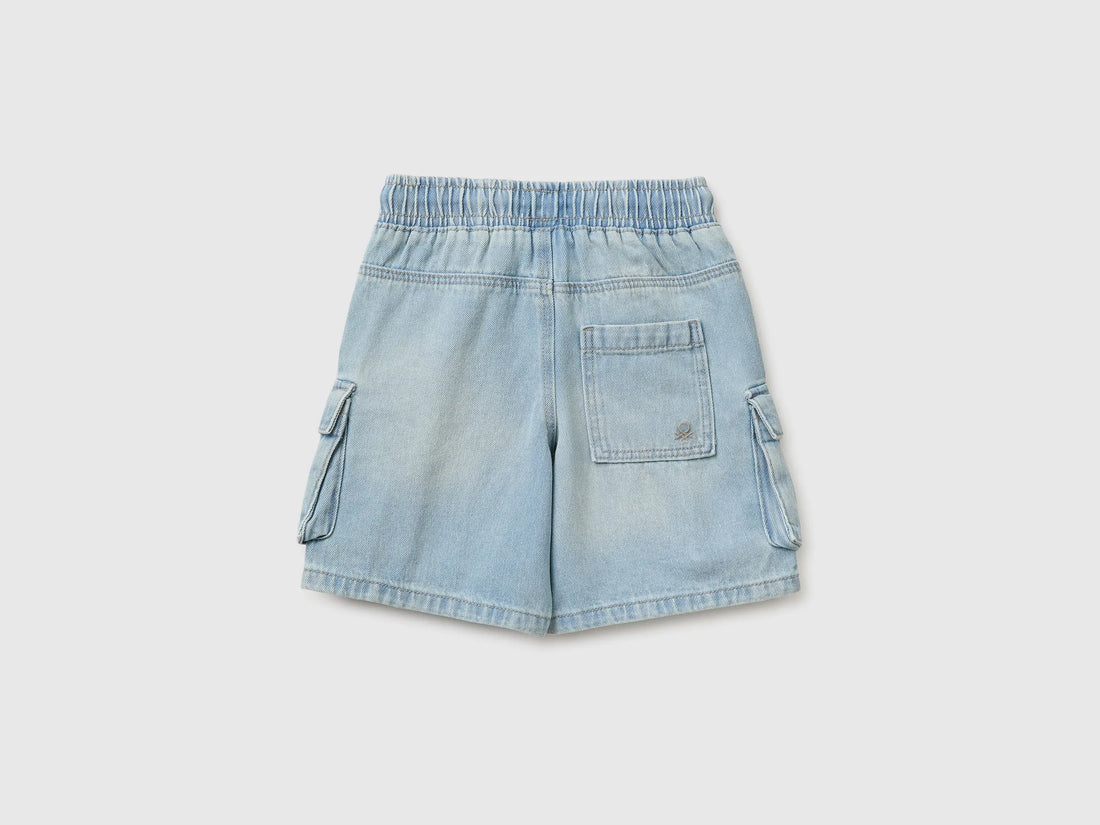 Benetton Blue Boys Denim Bermuda Shorts with Pockets SKU: 4KEHG903F_902 Image 02