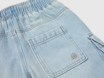 Benetton Blue Boys Denim Bermuda Shorts with Pockets SKU: 4KEHG903F_902 Image 03