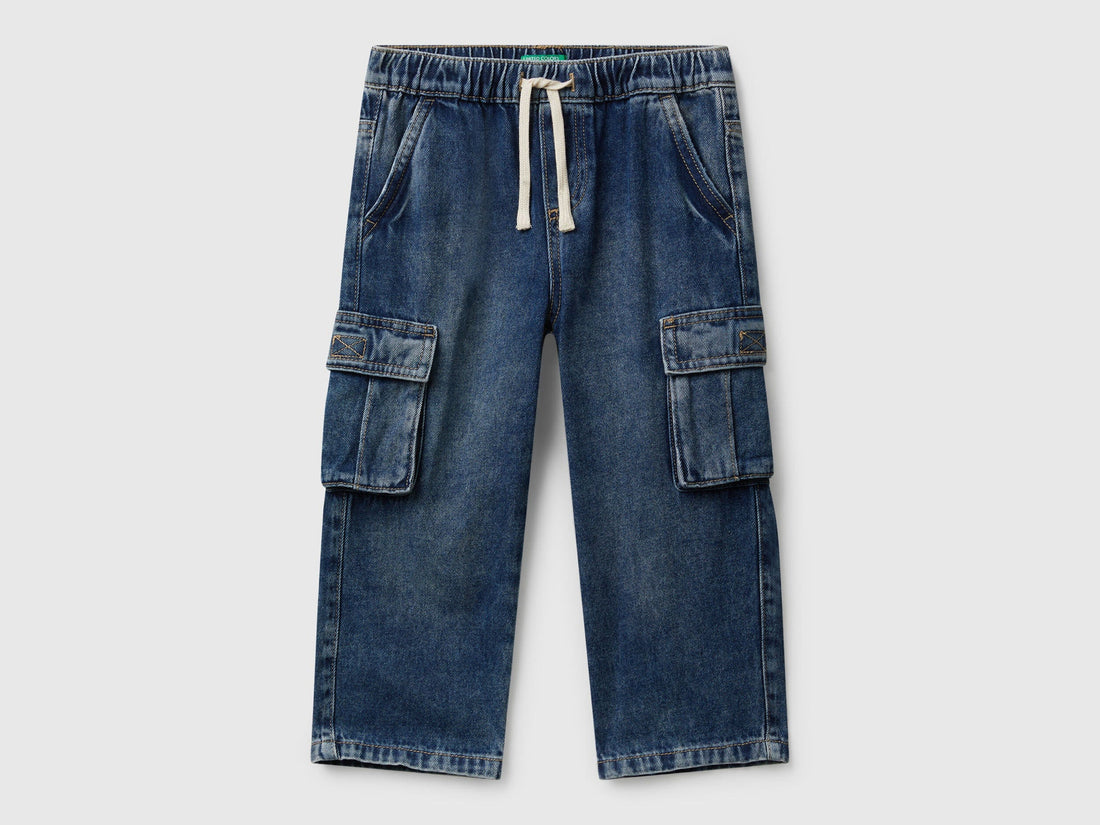Benetton_Dark Blue_Cargo Jeans with Drawstring_4KEHGF02N_901_01