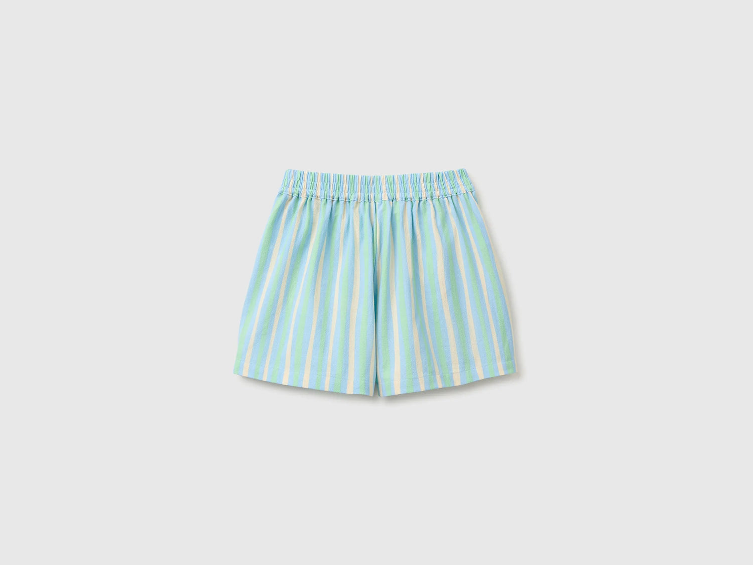 Benetton Multi-Color Girls Striped Shorts with Sash SKU: 4KFZC904T_71A Image 02