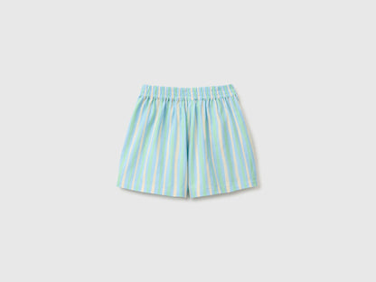 Benetton Multi-Color Girls Striped Shorts with Sash SKU: 4KFZC904T_71A Image 02