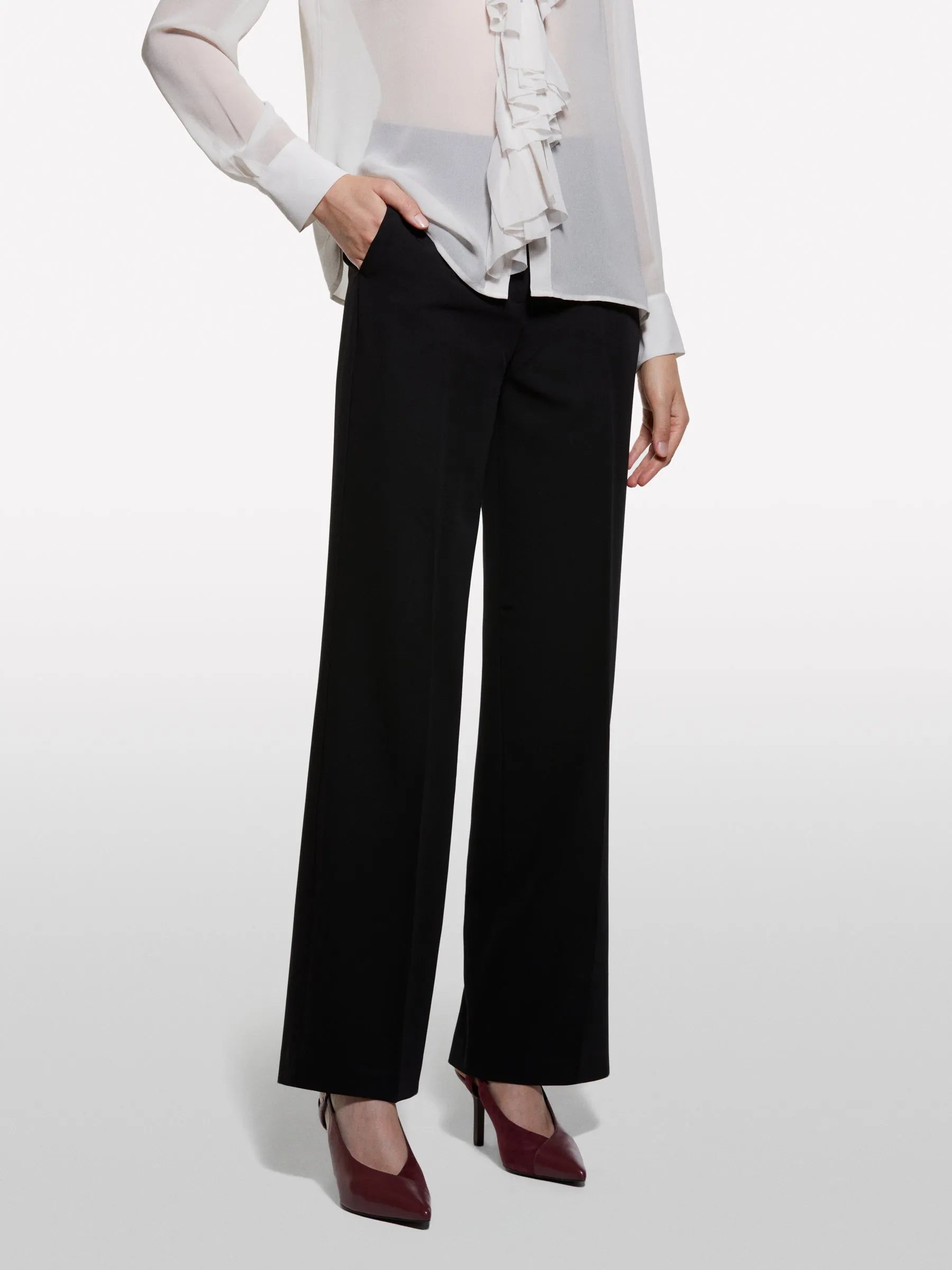Sisley Black Women Palazzo Trousers SKU: 4KVXLF02I_100 Image 03
