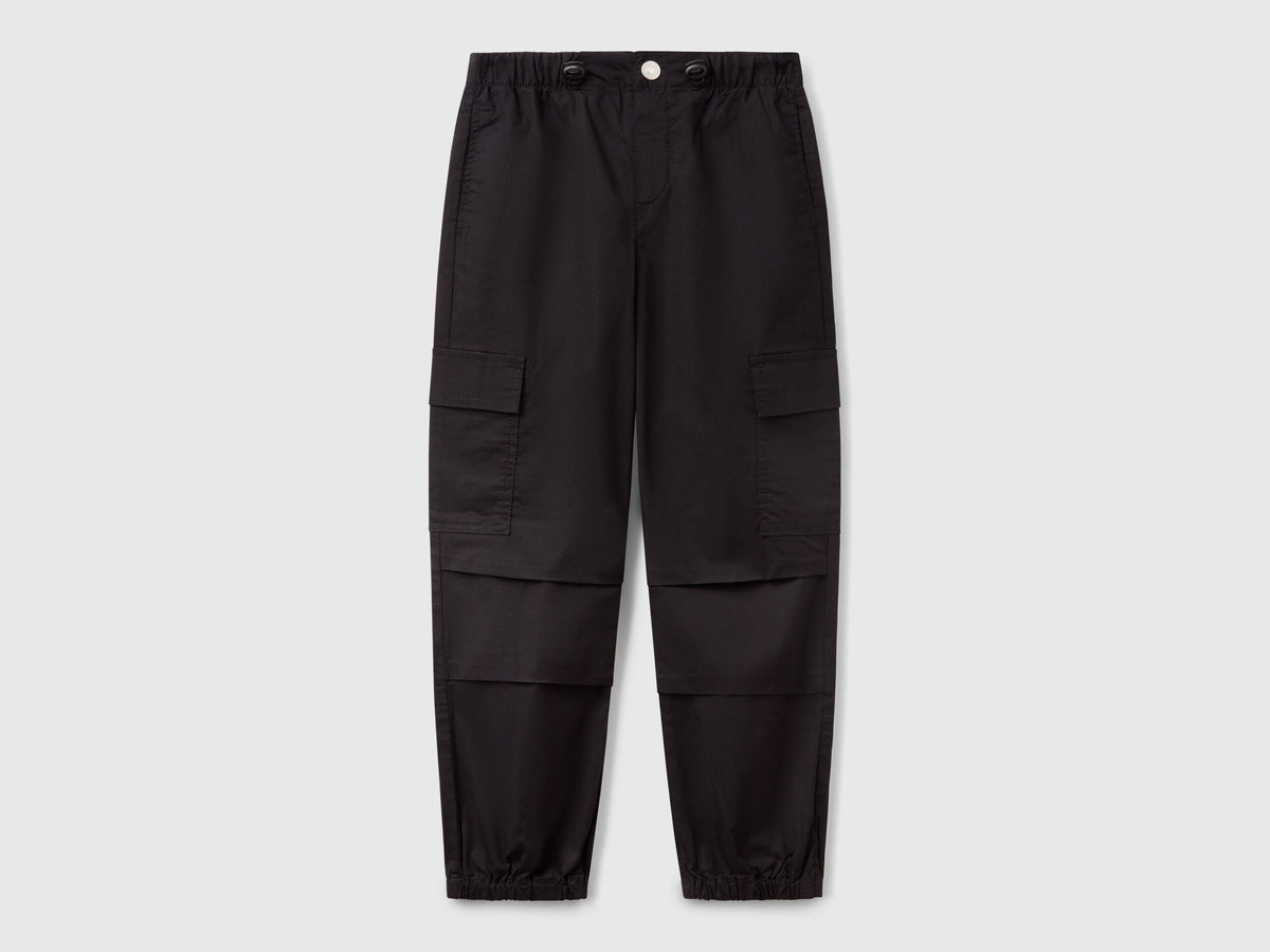Benetton_Stretch Cotton Cargo Trousers_4L2VCF046_100_01