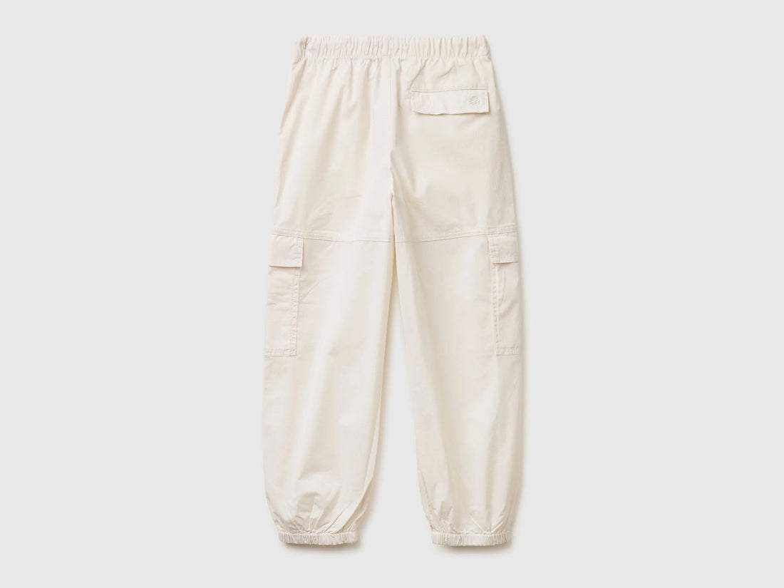 Benetton Creamy White Girls Jogger Fit Cargo Pants SKU: 4L2VCF05H_00E Image 02