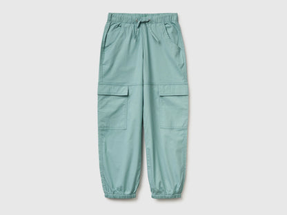 Benetton Aqua Girls Jogger Fit Cargo Pants SKU: 4L2VCF05H_30V Image 01