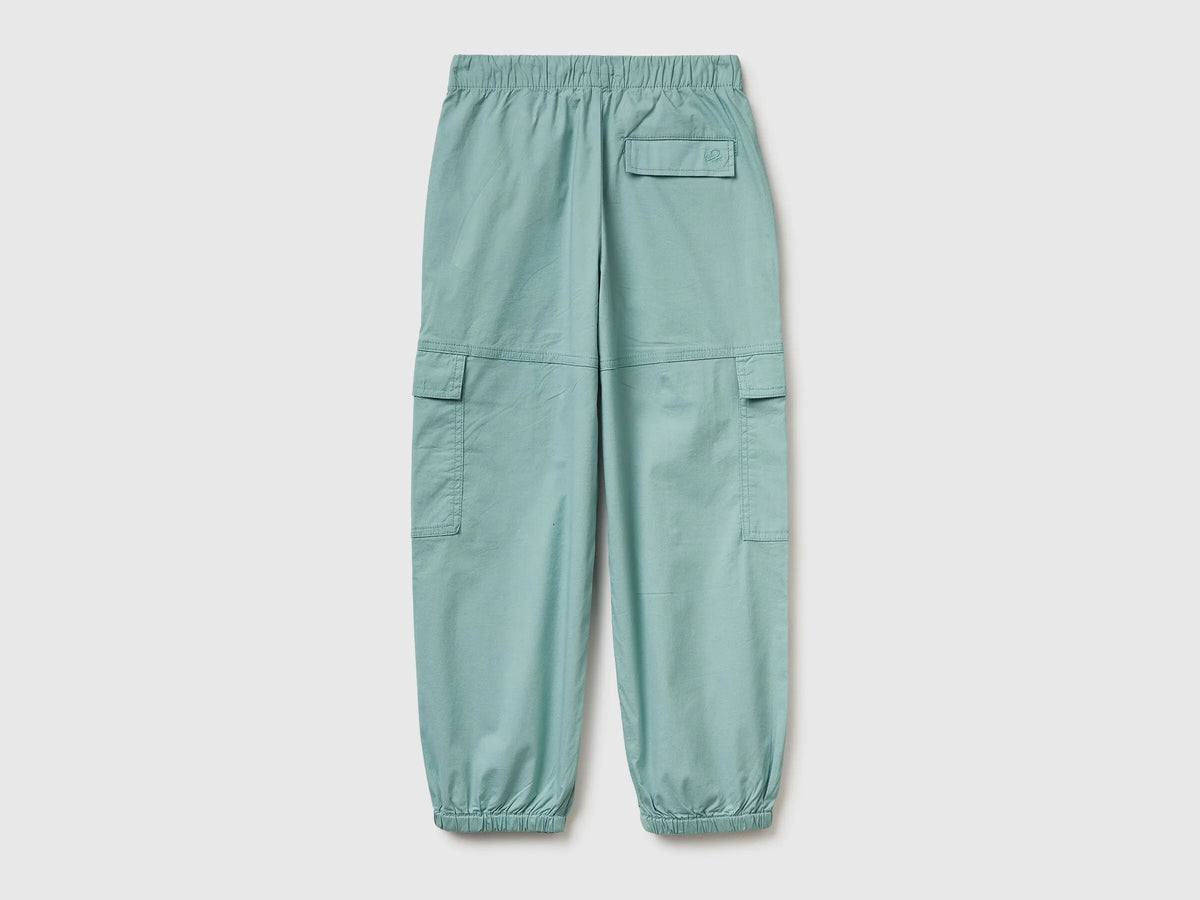 Benetton Aqua Girls Jogger Fit Cargo Pants SKU: 4L2VCF05H_30V Image 02