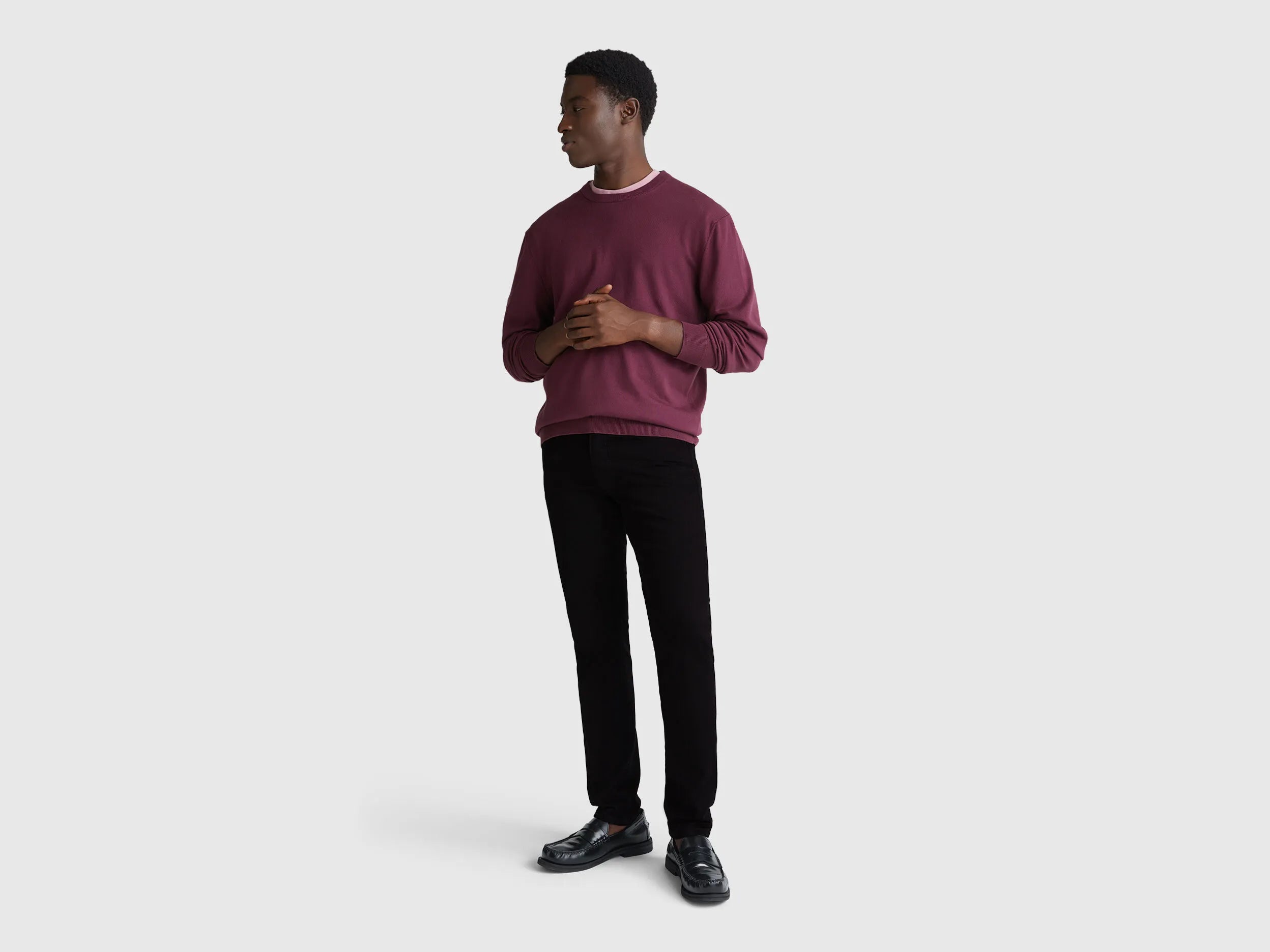 Benetton Black Men Five Pocket Slim Fit Jeans SKU: 4MCP57BC8_800 Image 01