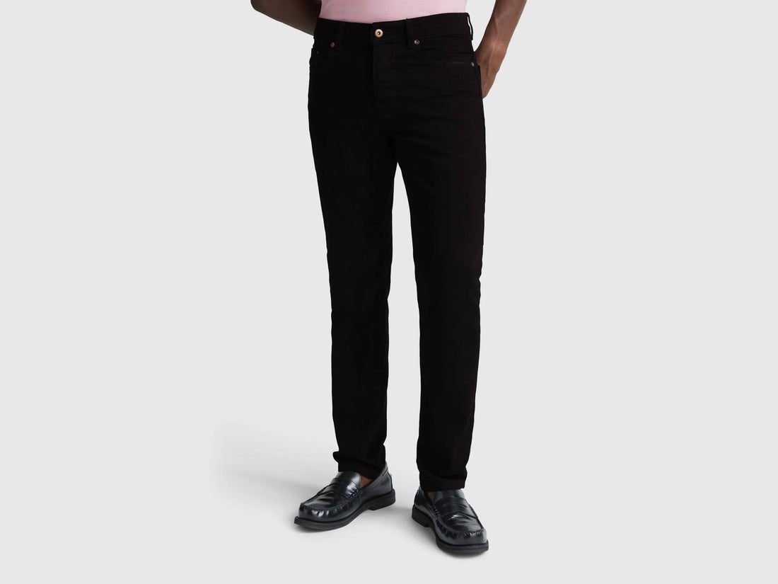 Benetton Black Men Five Pocket Slim Fit Jeans SKU: 4MCP57BC8_800 Image 02