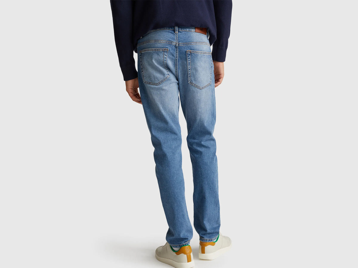Benetton Light Blue Men Five Pocket Slim Fit Jeans SKU: 4MCP57BC8_902 Image 03