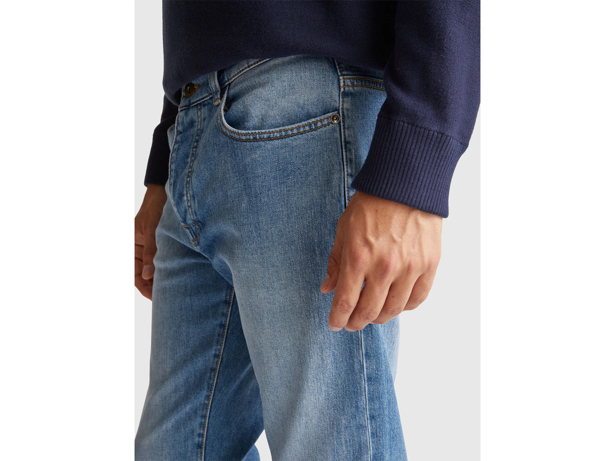 Benetton Light Blue Men Five Pocket Slim Fit Jeans SKU: 4MCP57BC8_902 Image 04