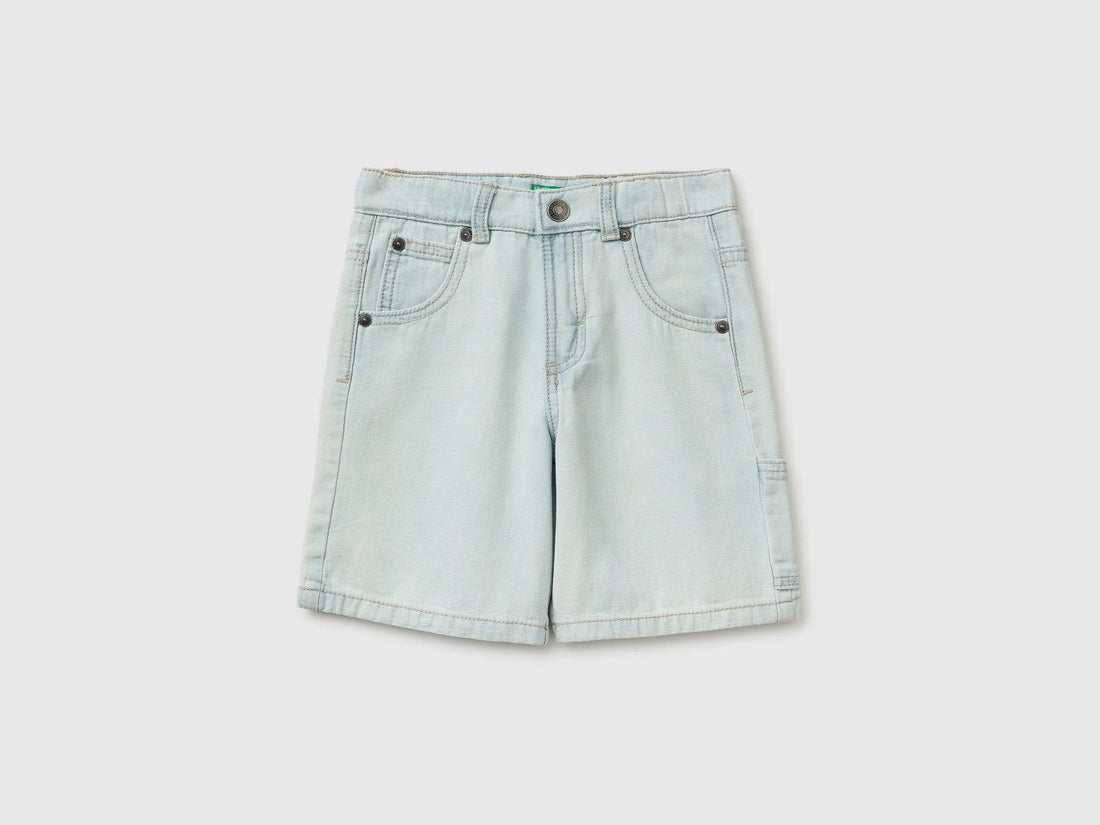 Benetton Light blue Boys Denim Bermuda Shorts SKU: 4MI9G903P_902 Image 01