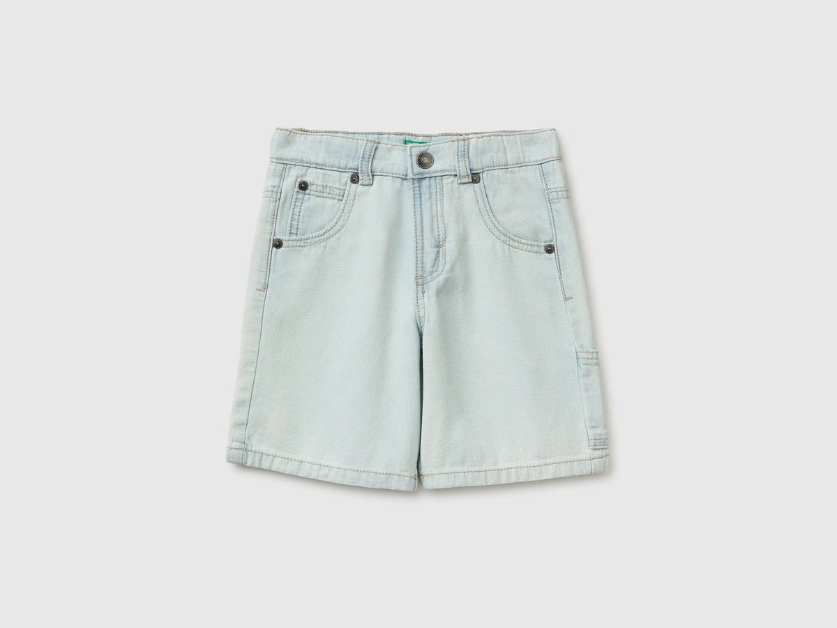 Benetton Light blue Boys Denim Bermuda Shorts SKU: 4MI9G903P_902 Image 01