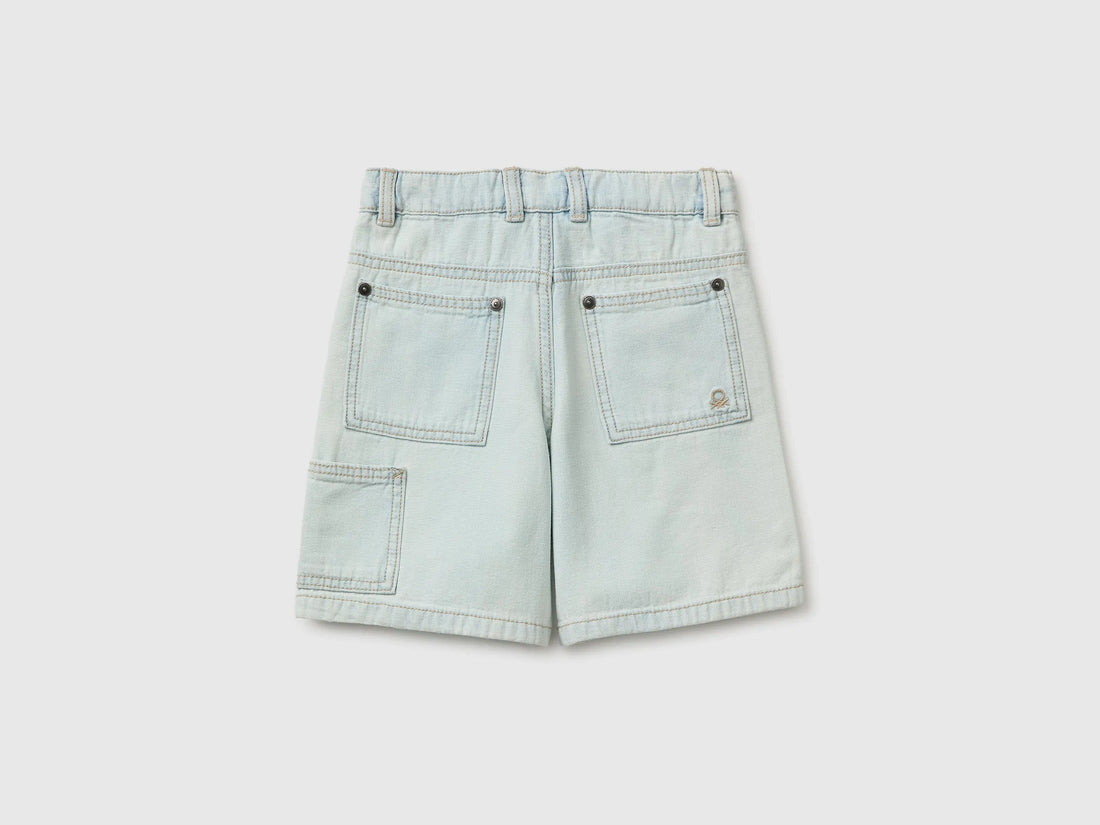 Benetton Light blue Boys Denim Bermuda Shorts SKU: 4MI9G903P_902 Image 02
