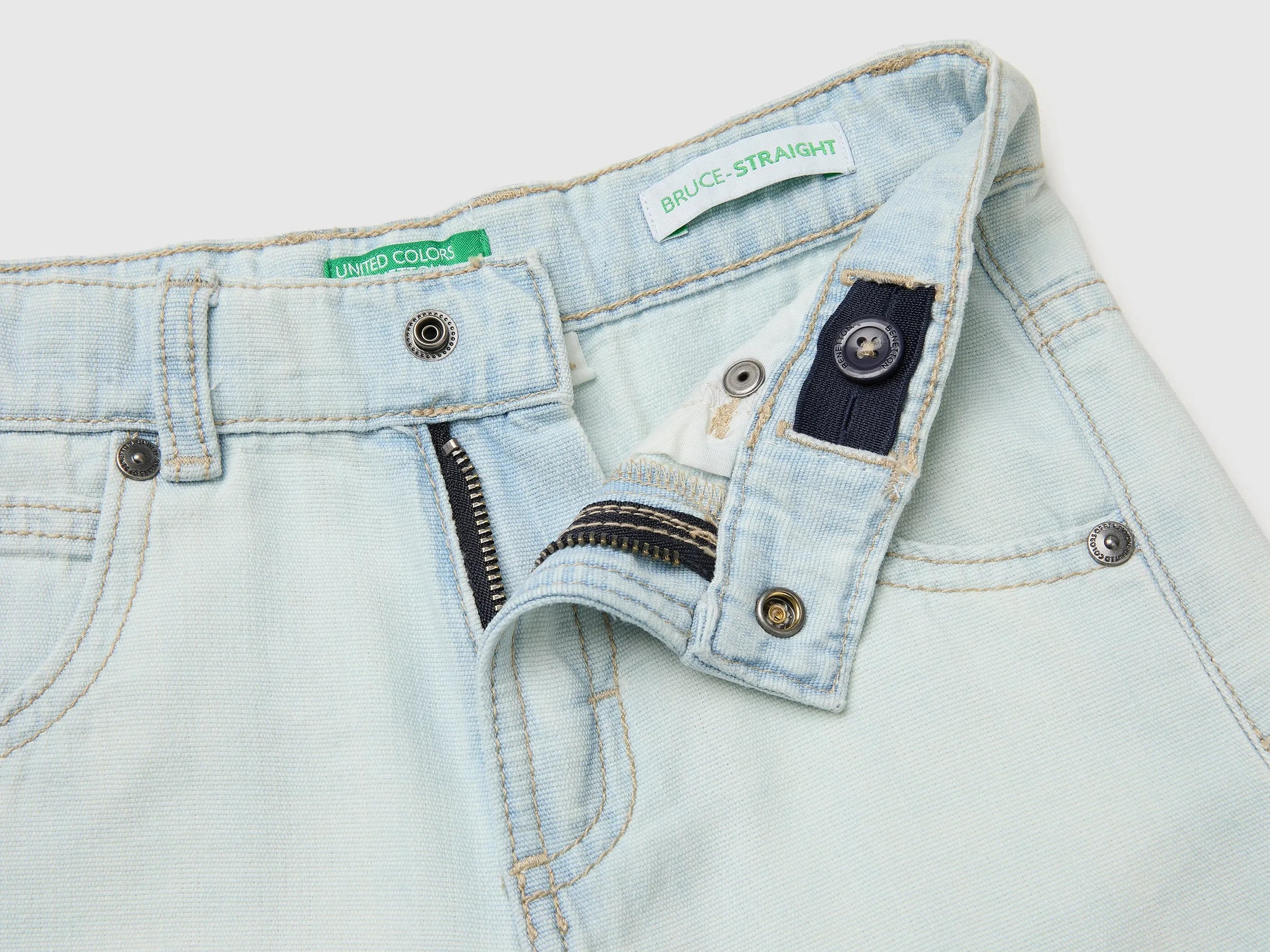 Benetton Light blue Boys Denim Bermuda Shorts SKU: 4MI9G903P_902 Image 03