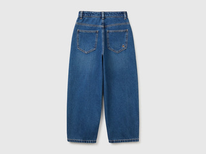 Benetton Blue Girls Balloon Fit Jeans SKU: 4MLNCE050_901 Image 02