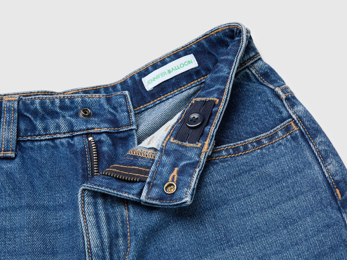 Benetton Blue Girls Balloon Fit Jeans SKU: 4MLNCE050_901 Image 03