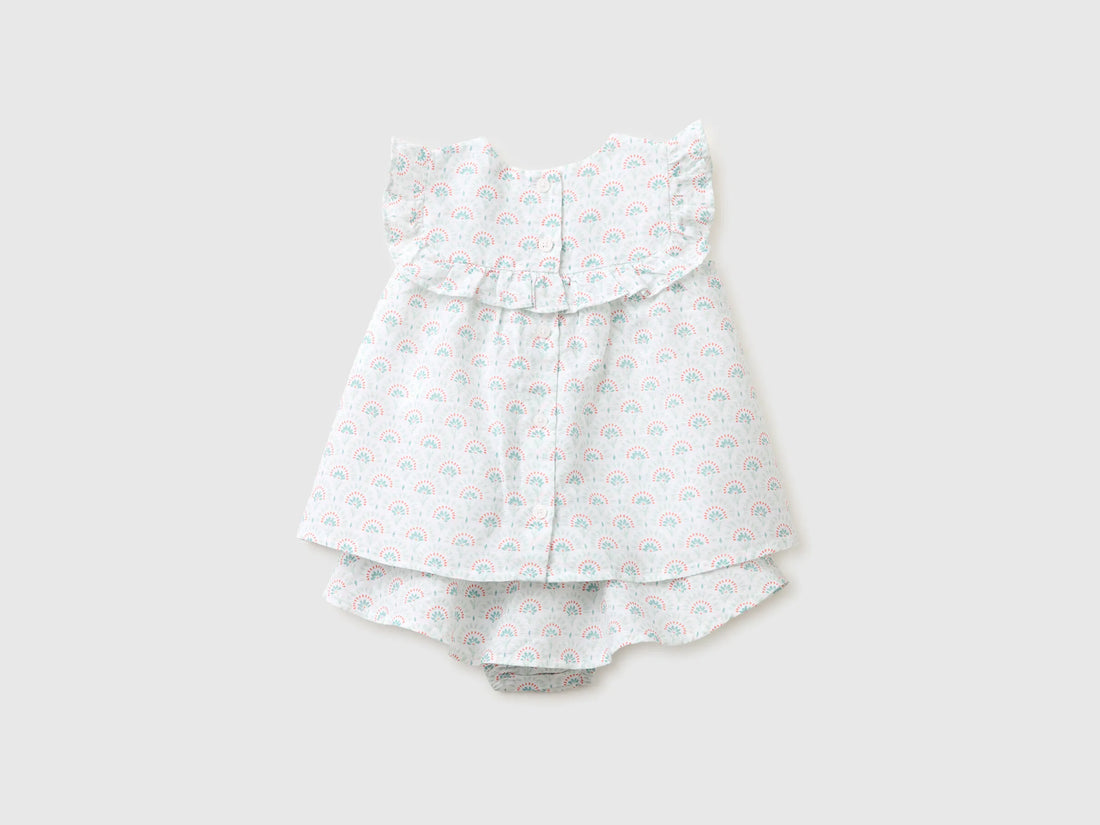 Benetton White Girls Floral Linen Blend Set SKU: 4NVDAK001_68A Image 02