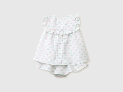 Benetton White Girls Floral Linen Blend Set SKU: 4NVDAK001_68A Image 02