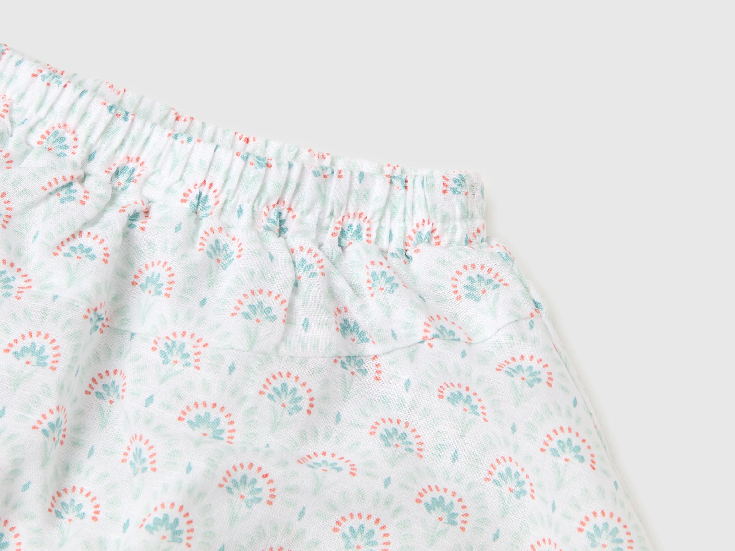 Benetton White Girls Floral Linen Blend Set SKU: 4NVDAK001_68A Image 03
