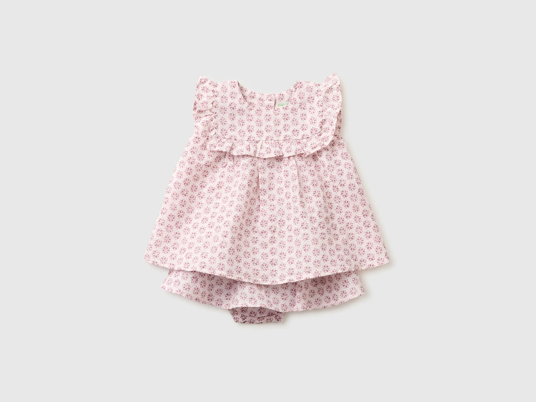 Benetton Pink Girls Floral Linen Blend Set SKU: 4NVDAK001_68E Image 01