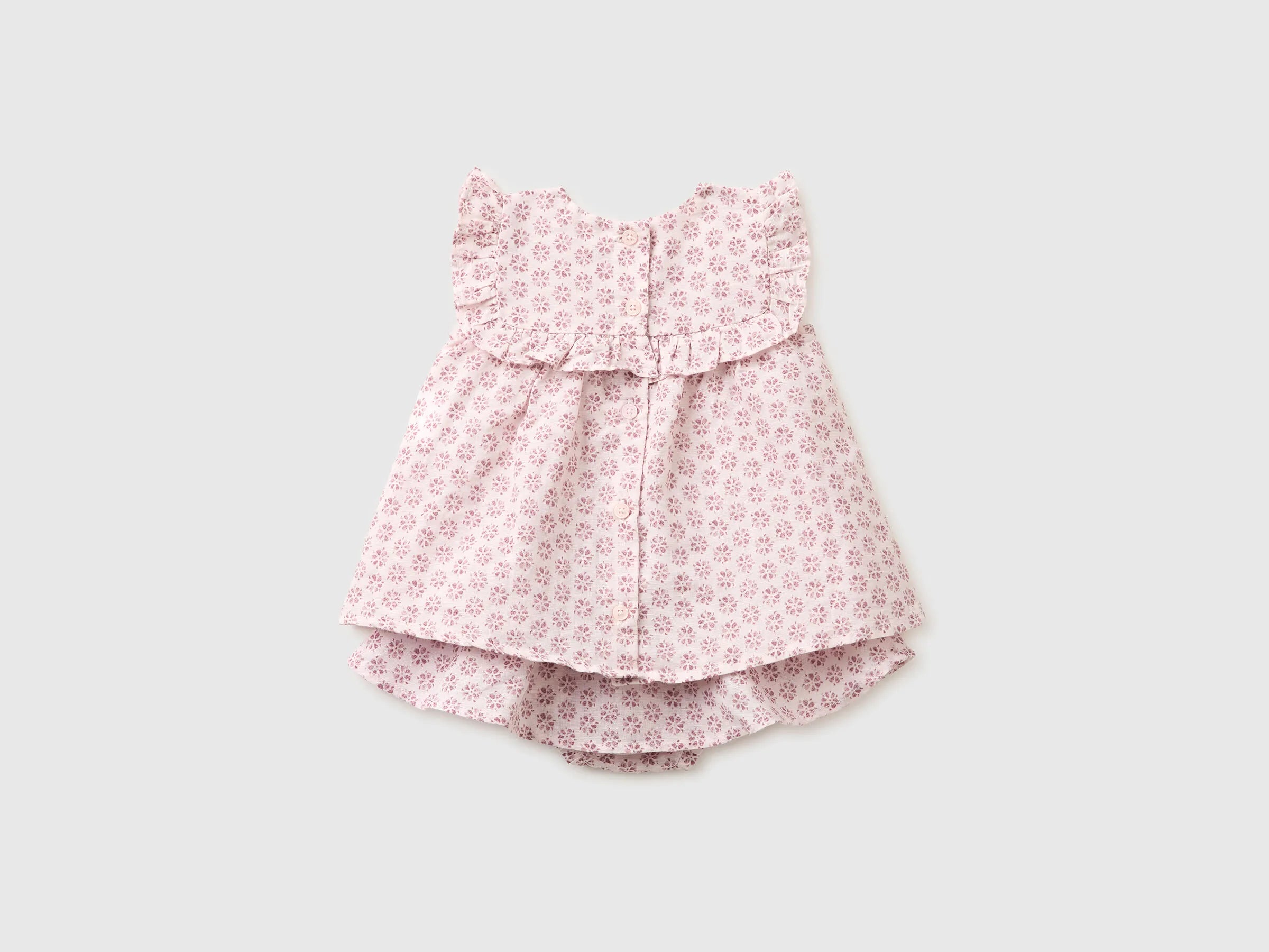Benetton Pink Girls Floral Linen Blend Set SKU: 4NVDAK001_68E Image 02