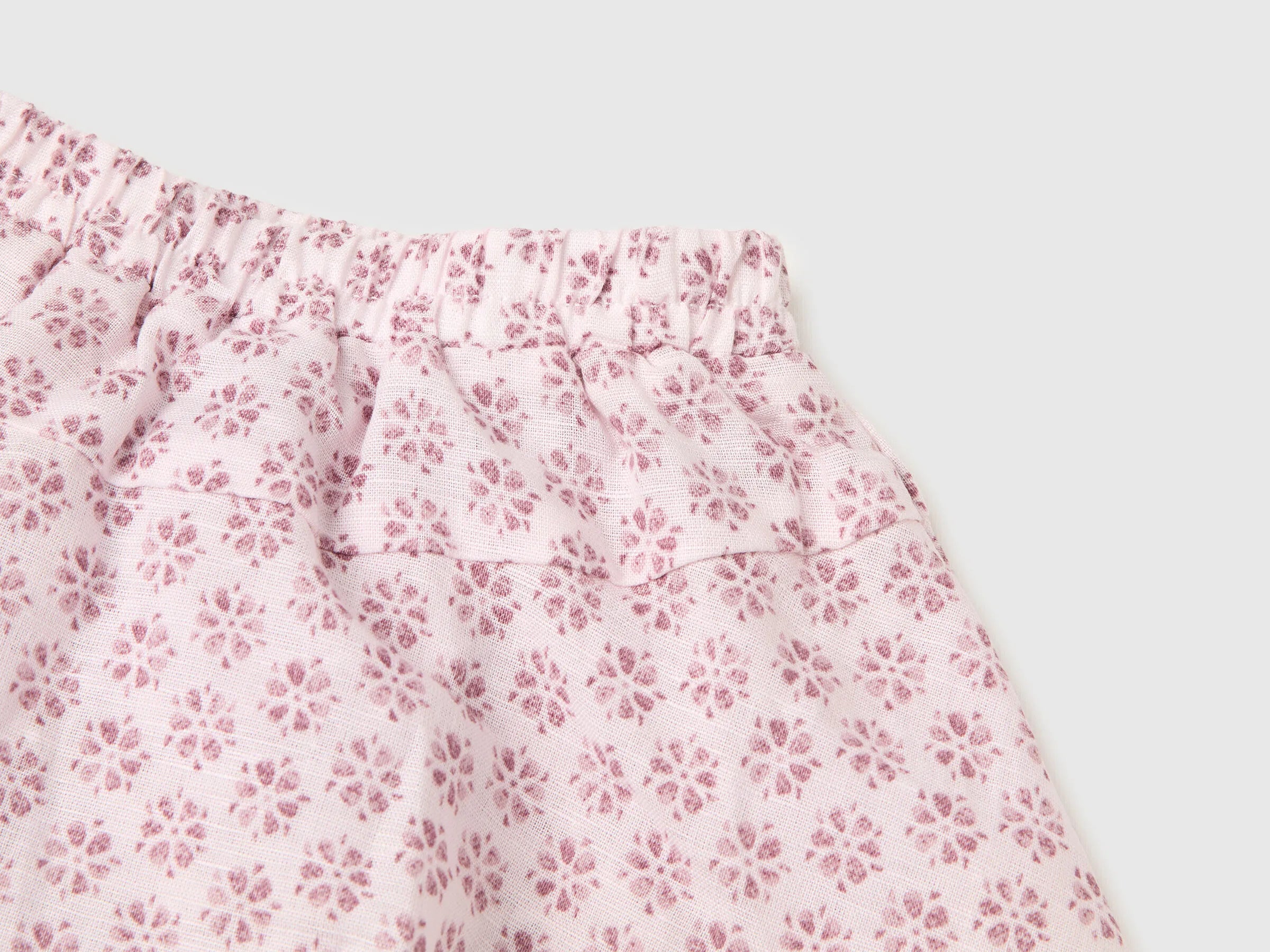 Benetton Pink Girls Floral Linen Blend Set SKU: 4NVDAK001_68E Image 03