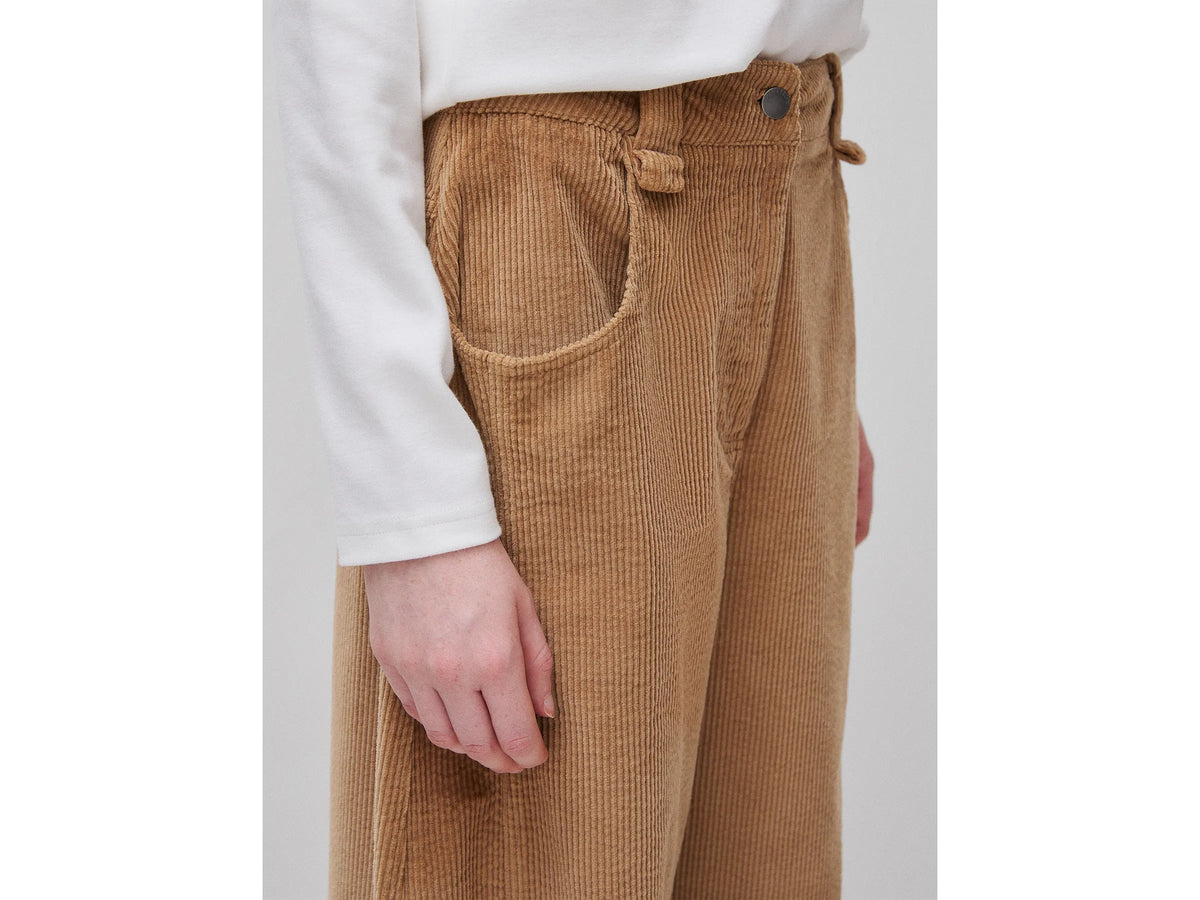 Benetton Camel Women Corduroy Barrel-Fit Trousers SKU: 4OFUDF0CV_34A Image 04