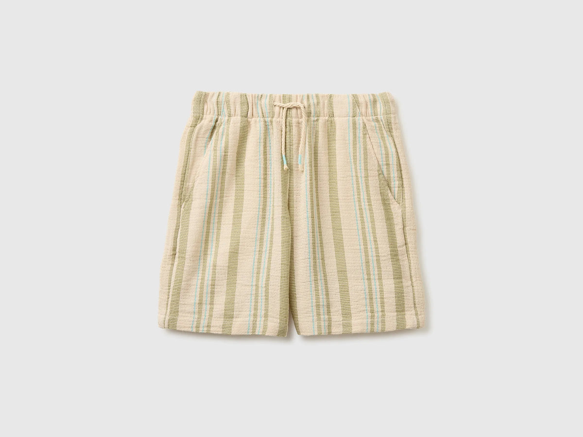 Benetton Multi-Color Boys Striped Bermuda Shorts SKU: 4OZ3C904N_901 Image 01