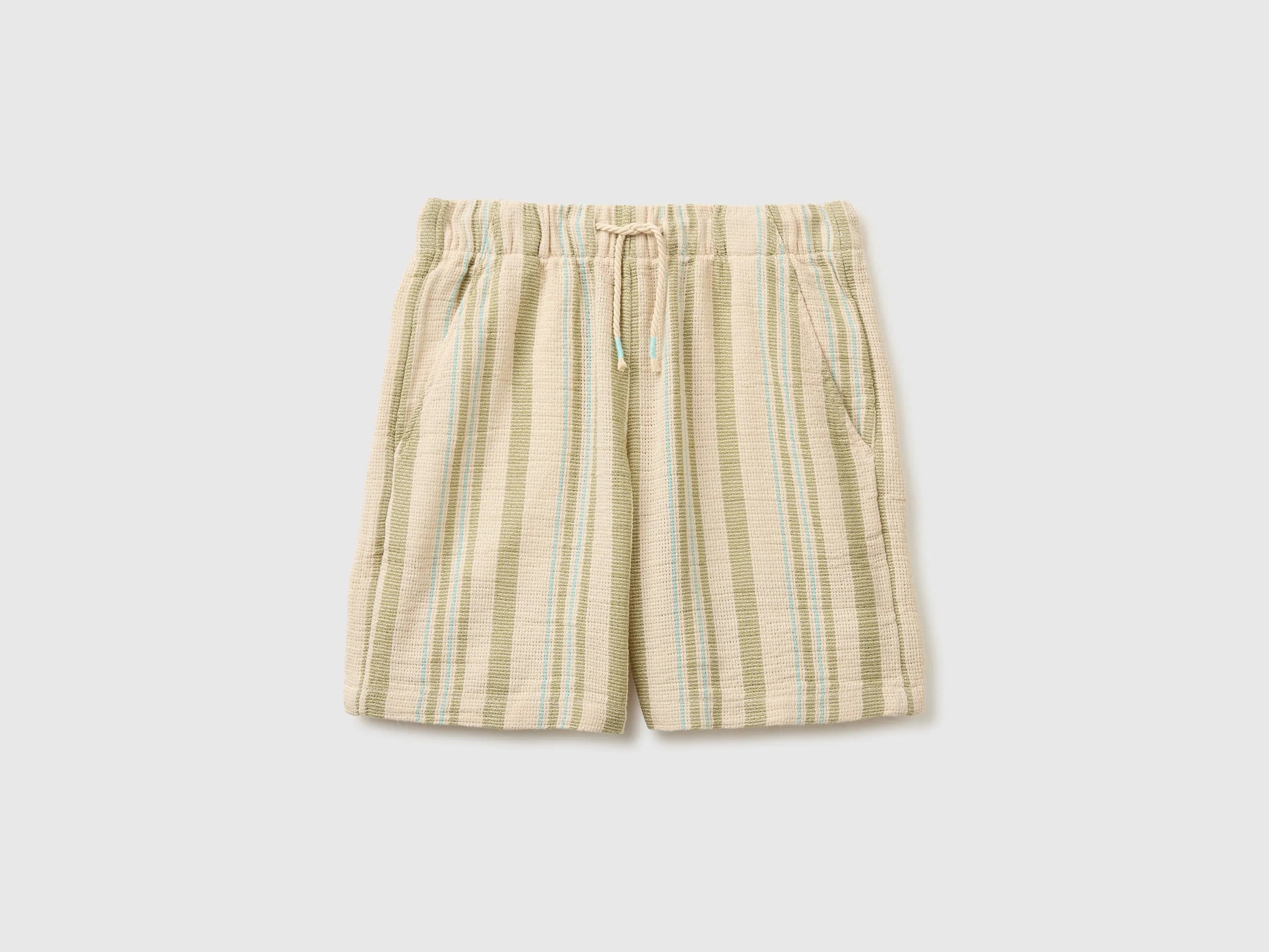 Benetton Multi-Color Boys Striped Bermuda Shorts SKU: 4OZ3C904N_901 Image 01
