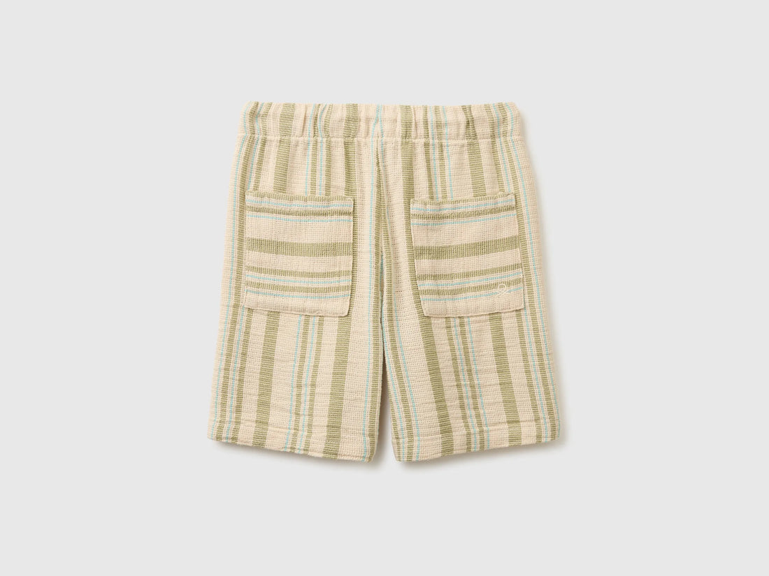 Benetton Multi-Color Boys Striped Bermuda Shorts SKU: 4OZ3C904N_901 Image 02