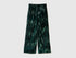 Benetton Dark Green Girls Velvet Palazzo Trousers with Sequins SKU: 4OZGCF05C_901 Image 01