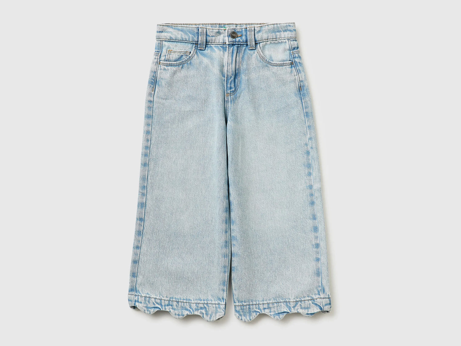Benetton Light Blue Girls Jeans with Cherry Embroidery SKU: 4P1XGE031_902 Image 01