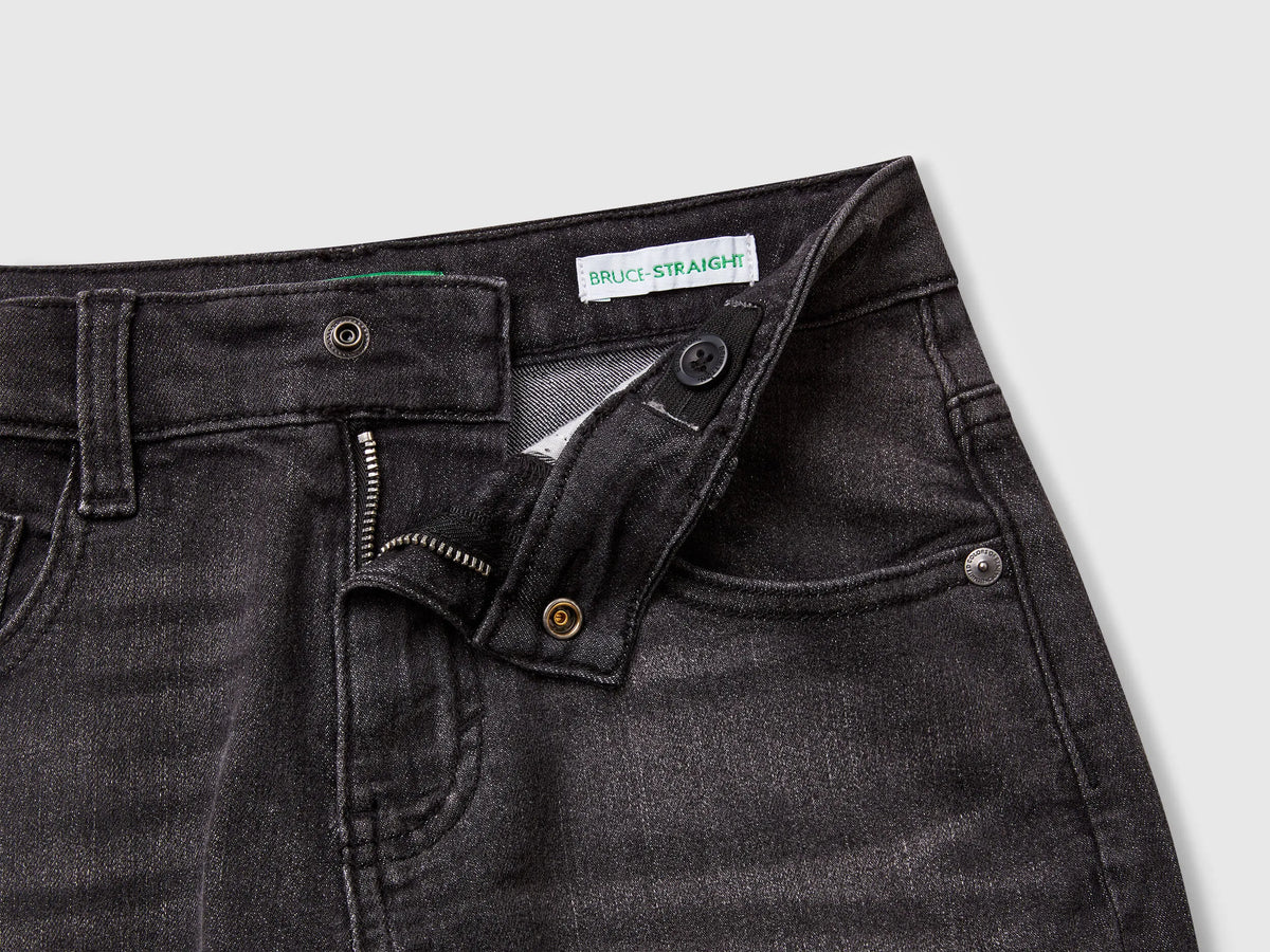 Benetton Black Boys Straight Fit Denim Bermudas SKU: 4PORC903I_700 Image 03