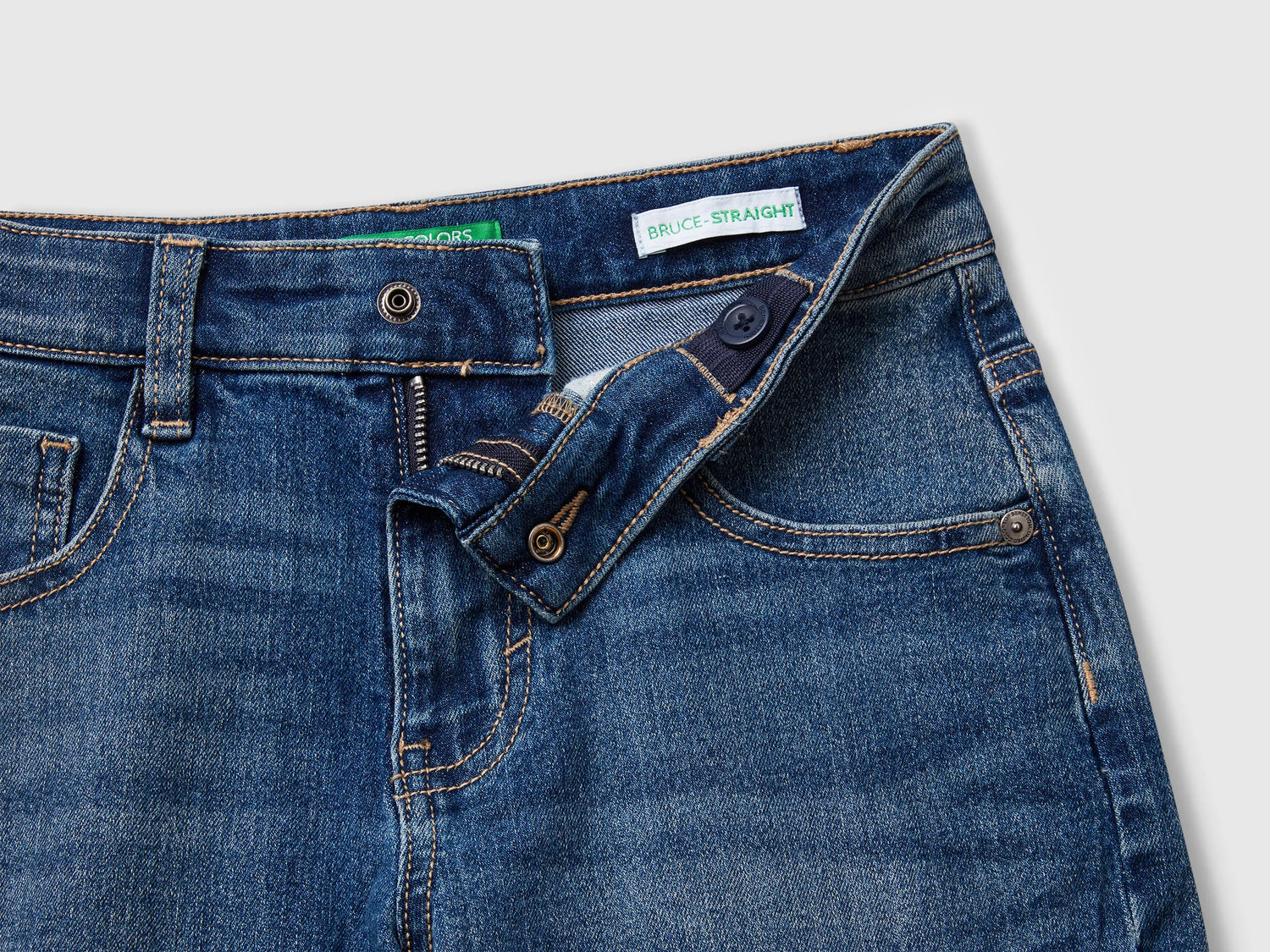 Benetton Dark Blue Boys Straight Fit Denim Bermudas SKU: 4PORC903I_901 Image 03