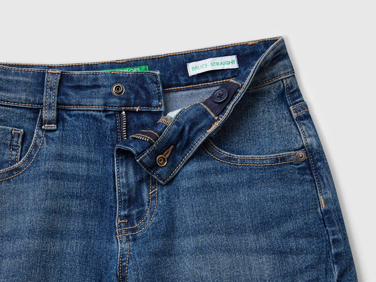 Benetton Dark Blue Boys Straight Fit Denim Bermudas SKU: 4PORC903I_901 Image 03