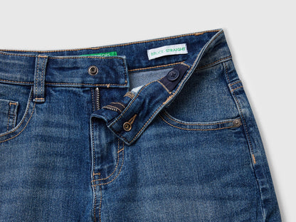 Benetton Dark Blue Boys Straight Fit Denim Bermudas SKU: 4PORC903I_901 Image 03