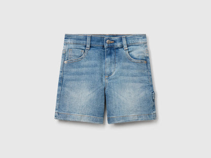 Benetton Light Blue Boys Denim Bermudas SKU: 4PORG902I_912 Image 01