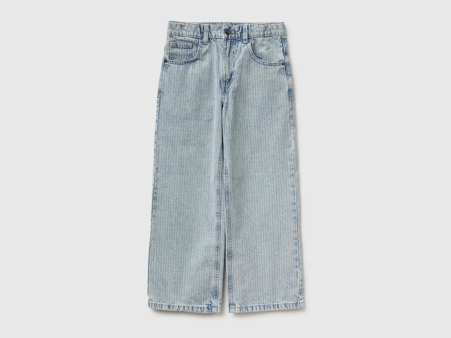 Benetton Sky Blue Boys Loose-Fit Striped Jeans SKU: 4PY3CE04N_901 Image 01