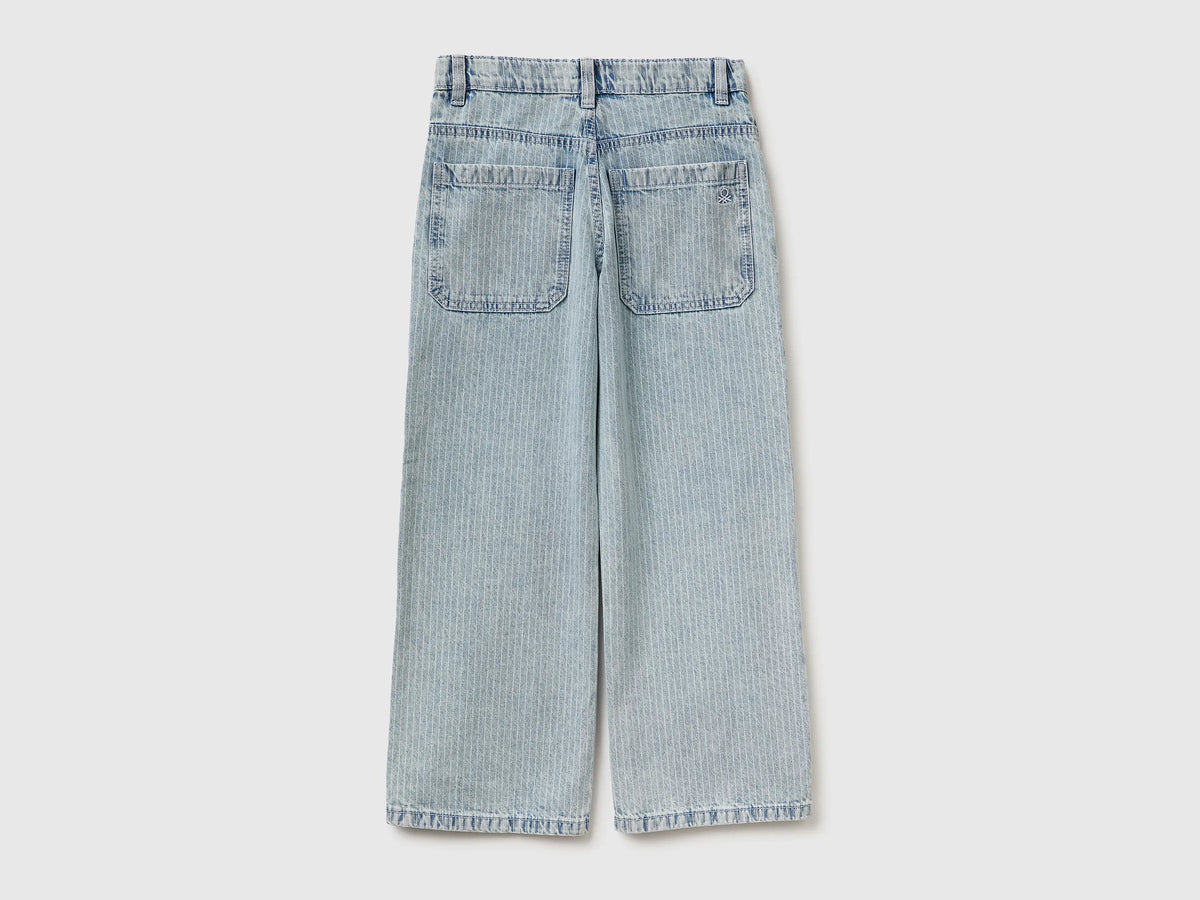 Benetton Sky Blue Boys Loose-Fit Striped Jeans SKU: 4PY3CE04N_901 Image 02