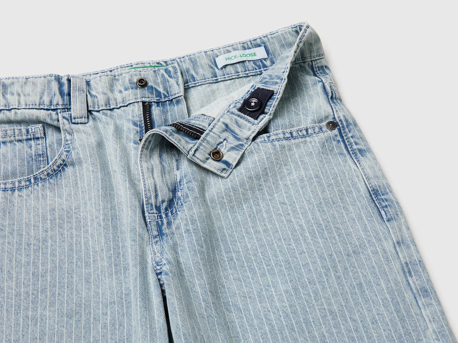 Benetton Sky Blue Boys Loose-Fit Striped Jeans SKU: 4PY3CE04N_901 Image 03
