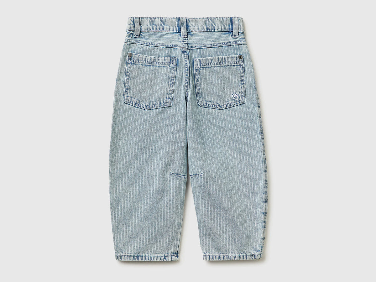 Benetton Sky Blue Boys Striped Balloon Fit Jeans SKU: 4PY3GE02Y_901 Image 02