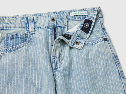Benetton Sky Blue Boys Striped Balloon Fit Jeans SKU: 4PY3GE02Y_901 Image 03