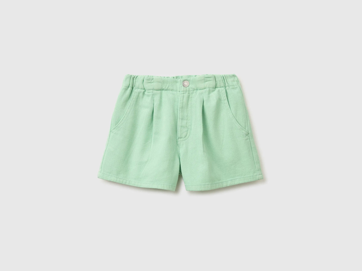 Benetton Green Girls Pure Cotton Shorts SKU: 4PYAC904Y_80G Image 01