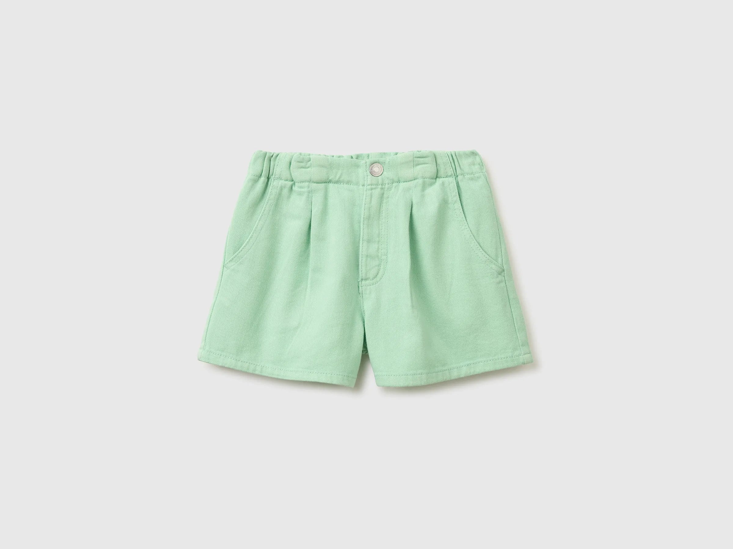 Benetton Green Girls Pure Cotton Shorts SKU: 4PYAC904Y_80G Image 01