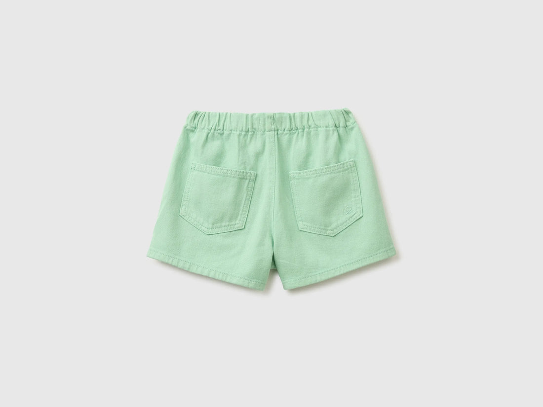Benetton Green Girls Pure Cotton Shorts SKU: 4PYAC904Y_80G Image 02